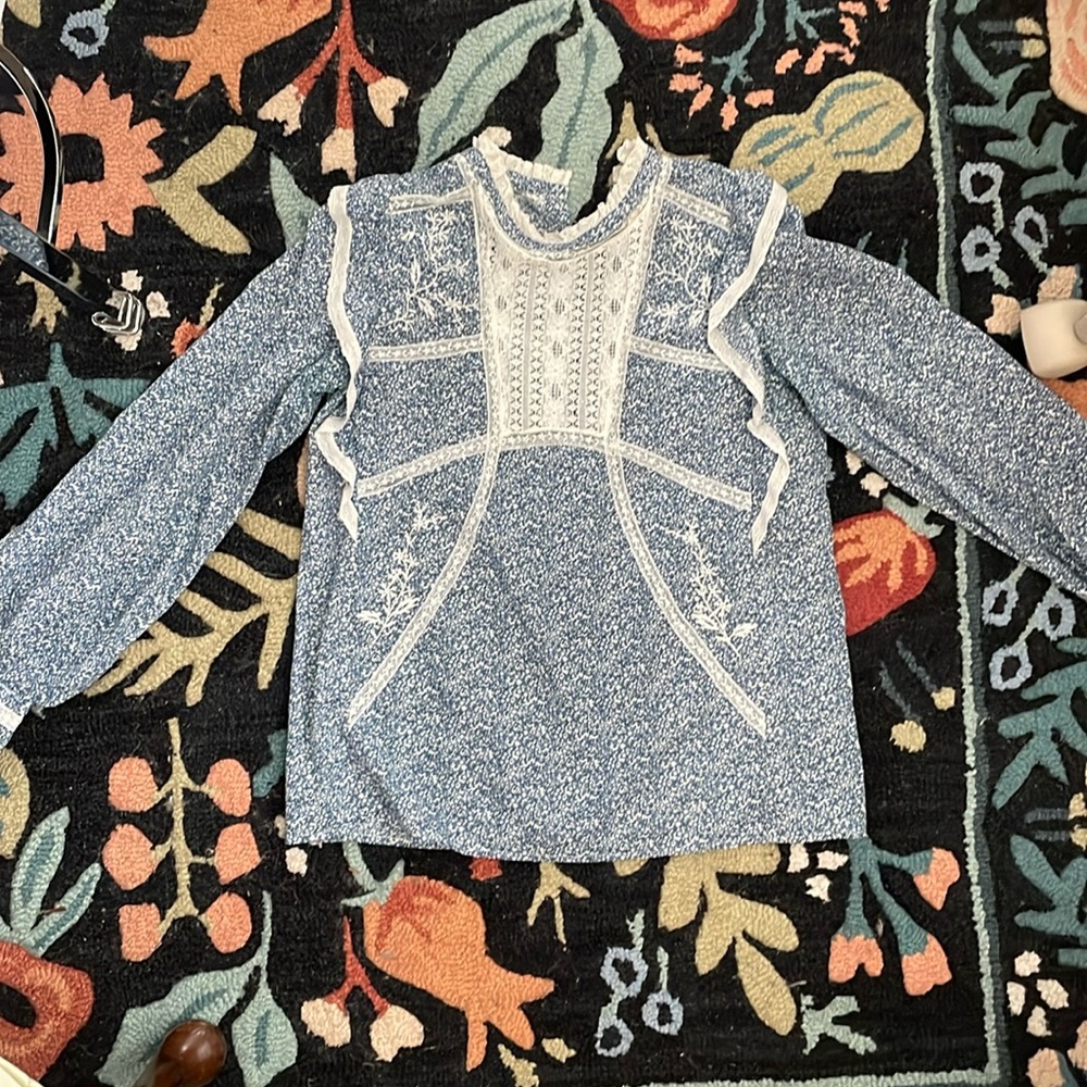 Sezane blue floral blouse size XS/S